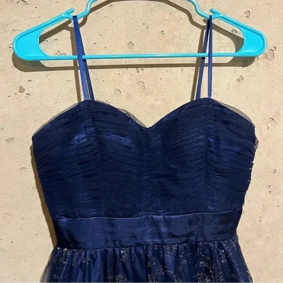 Hailey Logan by Adrianna Papell Formal Blue Glitter Mini Dress Size Juniors 5/6 - Picture 2 of 10